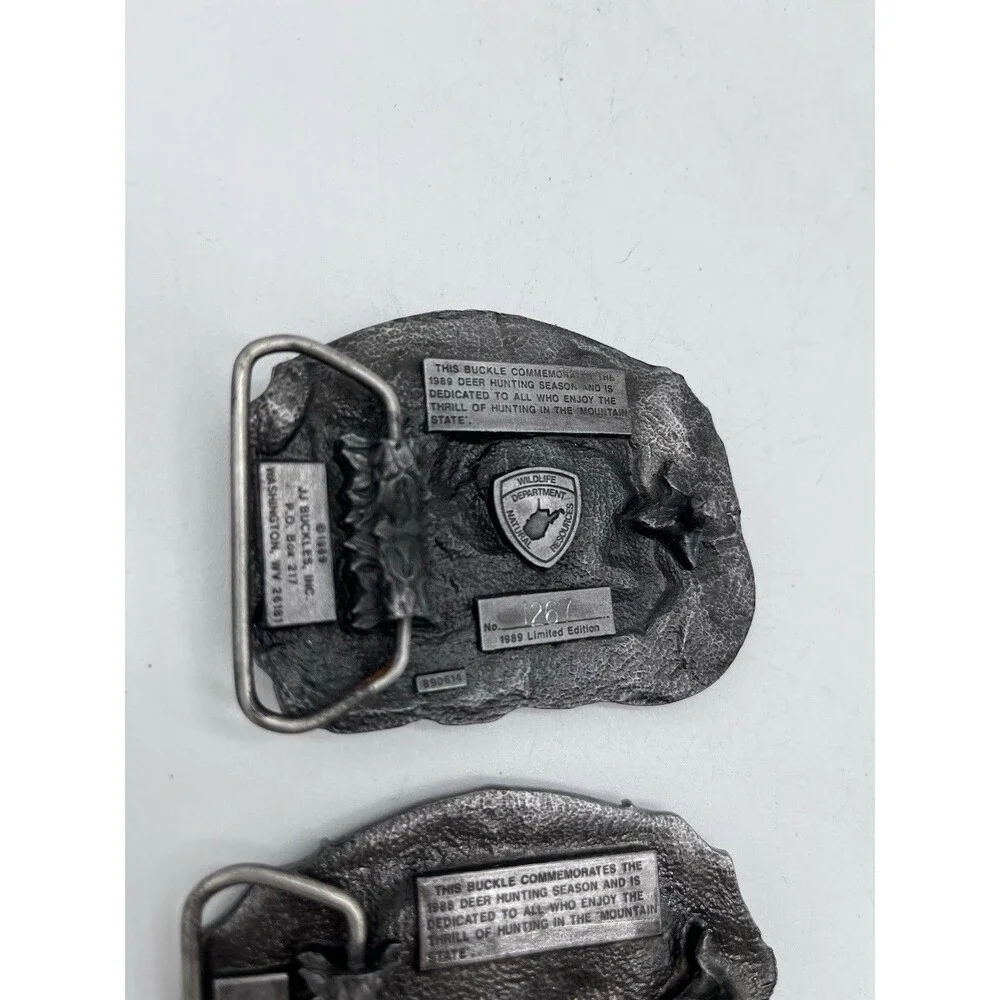 2 West Virginia Deer Hunter Limited Edition Belt Buckle JJ Buckles 1988